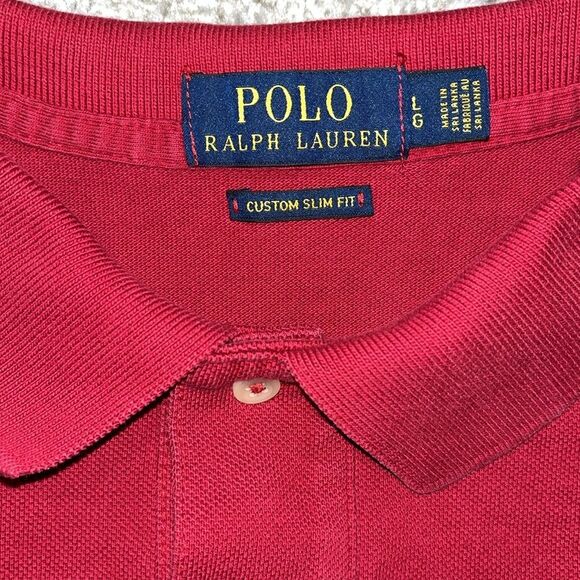 Red Gold Big Pony Polo Ralph Lauren Golf Polo Tennis Shirt L Custom Slim w/Crest - Picture 3 of 6